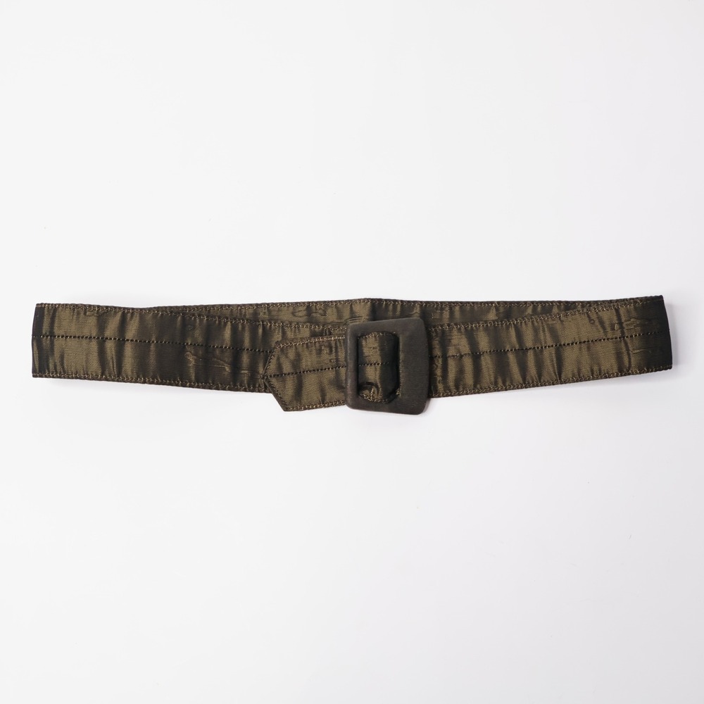 VTG Iridescent Waist Belt Bronze Metallic 80s 90s Retro Fabric Buckle Minimalist